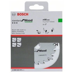 Bosch Kreissägeblatt Optiline Wood für Handkreissägen, 85x15x1,1mm, 20 Zähne Nr. 2608643071