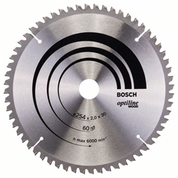 Bosch Kreissägeblatt Optiline Wood für Kapp- und Gehrungssägen, 254x30x2,0mm, 60 Zähne Nr. 2608640436