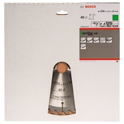 Bosch Kreissägeblatt Optiline Wood für Tischkreissägen, 250x30x3,2mm, 40 Zähne Nr. 2608640670