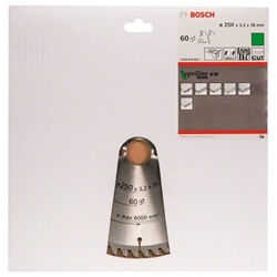 Bosch Kreissägeblatt Optiline Wood für Tischkreissägen, 250x30x3,2mm, 60 Zähne Nr. 2608640665
