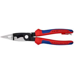 Knipex Elektro-Installationszange mit Mehrkomponenten-Hüllen, mit integrierter Befestigungsöse zum Anbringen einer Absturzsicherung schwarz atramentiert 200 mm (SB-Karte/Blister) Nr. 13 82 200 T BK