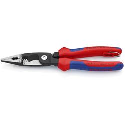 Knipex Elektro-Installationszange mit Mehrkomponenten-Hüllen, mit integrierter Befestigungsöse zum Anbringen einer Absturzsicherung schwarz atramentiert 200 mm (SB-Karte/Blister) Nr. 13 82 200 T BK