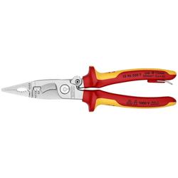 Knipex Elektro-Installationszange isoliert mit Mehrkomponenten-Hüllen, VDE-geprüft, mit integrierter isolierter Befestigungsöse zum Anbringen einer Absturzsicherung verchromt 200 mm (SB-Karte/Blister) Nr. 13 96 200 T BK