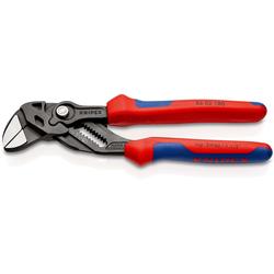 Knipex Zangenschlüssel Zange und Schraubenschlüssel in einem Werkzeug mit Mehrkomponenten-Hüllen grau atramentiert 180 mm Nr. 86 02 180