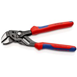 Knipex Zangenschlüssel Zange und Schraubenschlüssel in einem Werkzeug mit Mehrkomponenten-Hüllen grau atramentiert 180 mm Nr. 86 02 180