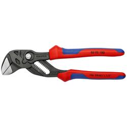 Knipex Zangenschlüssel Zange und Schraubenschlüssel in einem Werkzeug mit Mehrkomponenten-Hüllen grau atramentiert 180 mm Nr. 86 02 180