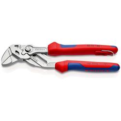 Knipex Zangenschlüssel Zange und Schraubenschlüssel in einem Werkzeug mit Mehrkomponenten-Hüllen, mit integrierter Befestigungsöse zum Anbringen einer Absturzsicherung verchromt 180 mm (SB-Karte/Blister) Nr. 86 05 180 T BK