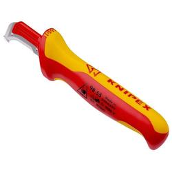 Knipex Abmantelungsmesser mit Gleitschuh isolierender Mehrkomponenten-Griff, VDE-geprüft 180 mm (SB-Karte/Blister) Nr. 98 55 SB