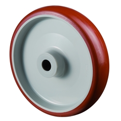 Rad, Rad Ø 80mm, Polyurethan rot 98+/-4 Shore A, Radb. 28mm, Nabenl. 40mm, Rollenlager, Radk. Kunststoff, Tragkr. 100kg Nr. B31.080
