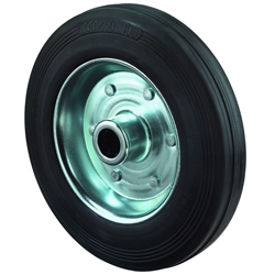 Rad, Rad Ø 250mm, Gummi schwarz, Radb. 50mm, Nabenl. 60mm, Rollenlager, Radk. Stahl, Tragkr. 250kg Nr. B55.250