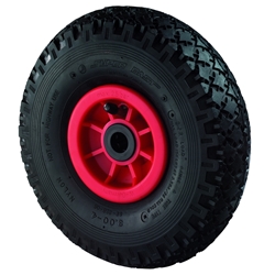Luftrad, Rad Ø 200mm, Gummi schwarz, Radb. 50mm, Nabenl. 60mm, Rollenlager, Radk. Kunststoff, Tragkr. 75kg, Rillenprofil Nr. D15.201
