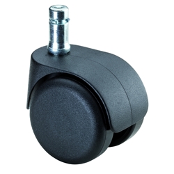 Bürostuhl-Lenkrolle, Rad Ø 50mm, Kunststoffgehäuse schwarz, BH 60mm, harte Lauffläche für weiche Böden, Einschlagstift, 11x22mm, Tragkr. 50kg, DIN 68131 Nr. G10.050/G45.011