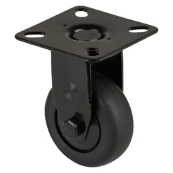 Bockrolle, Rad Ø 50mm, Thermoplastischer Gummi (TPR) grau, Radb. 20mm, BH 73mm, Kugellager, Radk. Kunststoff, mit Platte, PG 54x54mm, Tragkr. 50kg Nr. A810.A85.050.06