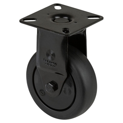 Bockrolle, Rad Ø 75mm, Thermoplastischer Gummi (TPR) grau, Radb. 25mm, BH 103mm, Kugellager, Radk. Kunststoff, mit Platte, PG 60x60mm, Tragkr. 60kg Nr. A810.A85.075.06