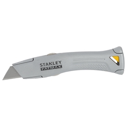Stanley Universalmesser FatMax mit feststehender Klinge, silber, inklusive Kunststoffköcher, zwei Trapezklingen und einer Hakenklinge Nr. FMHT10501-0