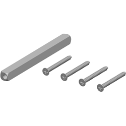 Befestigungsset für Rosetten-Drückergarnitur, mit Kunststoff-Unterkonstruktion 2036K/2236K, TS 62-71mm (Set à 4 Schrauben 4,5x80mm, 1 Stift 8x120mm) Nr. 12753