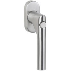 DK-Fenstergriff 1802 DKI BASIC 02, Stiftlänge 24/31mm + 36/42mm vorstehend, Druckknopf im Griffteil, Schrauben M5x50mm, Oberfl. 60 (Edelstahl matt) Nr. 44236