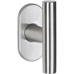 DK-Fenstergriff 1802, 16mm T DK FL BASIC 02, Stiftlänge 24/31mm + 36/42mm vorstehend, Schrauben M5x40mm, Flache Rosettenkonstruktion 5mm, Oberfl. 60 (Edelstahl matt) Nr. 43535
