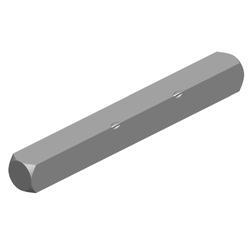 Fenstergriff-Vierkantstift 7mm, Länge 24/42mm mit Kerbe, Gesamtlänge 61mm (inkl. 3mm Kerbe), Teilung 25/43mm, Eisen verzinkt Nr. 11518