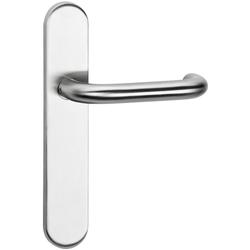 Feuerschutz-Drückergarnitur 1801 BASIC 01, mit Gleitlager Langschild 2002 U FS fest/drehbar, Ausf. OL, TS 37-58mm, 9mm Vierkant, Oberfl. 60 (Edelstahl matt) Nr. 43809