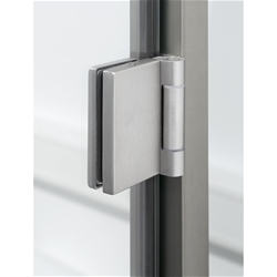 Glastür-Bandpaar 6335 kantig, mit Rahmenteil für Aluzargen zum Anschrauben, Tragkraft 55kg pro Paar, Oberfl. 20 (Edelstahlfarben) Nr. 37796