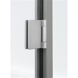 Glastür-Bandpaar 6335 kantig, mit Rahmenteil für Aluzargen zum Anschrauben, Tragkraft 55kg pro Paar, Oberfl. 20 (Edelstahlfarben) Nr. 37796