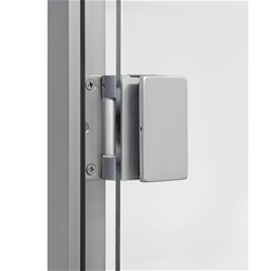 Glastür-Bandpaar 6335 kantig, mit Rahmenteil für Aluzargen zum Anschrauben, Tragkraft 55kg pro Paar, Oberfl. 20 (Edelstahlfarben) Nr. 37796