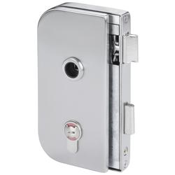 Glastür-Schlosskasten 6036 BAD ROMA, mit Bad Verriegelung rot/grün, DIN Rechts, Falle und Riegel für 10mm Glas, Oberfl. 60 (Edelstahl matt) Nr. 33290