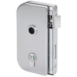 Glastür-Schlosskasten 6036 BAD ROMA, mit Bad Verriegelung rot/grün, DIN Rechts, Falle und Riegel für 10mm Glas, Oberfl. 60 (Edelstahl matt) Nr. 33290