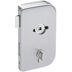 Glastür-Schlosskasten 6036R BAD ROMA, mit Bad Verriegelung rot/grün, DIN Rechts, vorgerichtet für Drückerrosetten, Falle und Riegel für 10mm Glas, Oberfl. 60 (Edelstahl matt) Nr. 33292