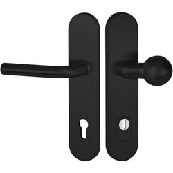 HT-EN2-Schutzwechselgarnitur 1803 BASIC 03, mit Langschild 2089 KSH, Knopf 3126 gekröpft, PZW 92mm, TS 64-83mm, ZA für Zylinderüberstand 8-15mm, Oberfl. 74 (Classic Black, ähnl. RAL 9005) Nr. 50695