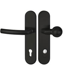 HT-EN2-Schutzwechselgarnitur 1807 BASIC 07, mit Langschild 2089 KSH, Knopf 3126 gekröpft, PZW 92mm, TS 64-83mm, ZA für Zylinderüberstand 8-15mm, Oberfl. 74 (Classic Black, ähnl. RAL 9005) Nr. 50707