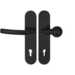 HT-EN2-Schutzwechselgarnitur 1807 BASIC 07, mit Langschild 2089 SH, Knopf 3128 gekröpft, PZW 92mm, TS 64-83mm, mit Anbohrschutz, Aussenschildstärke 12mm, Oberfl. 60 (Edelstahl matt) Nr. 25714