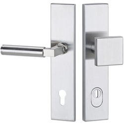 HT-EN2-Schutzwechselgarnitur 1831 INFINITY, mit Langschild 2094 KSH, Knopf 3132 gekröpft, PZW 92mm, TS 64-83mm, ZA für Zylinderüberstand 8-15mm, Oberfl. 60 (Edelstahl matt) Nr. 32034