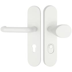 HT-EN2-Schutzwechselgarnitur 1901 BASIC 01, mit Langschild 2091 KSH, Knopf 3128 gekröpft, PZW 92mm, TS 64-77mm, ZA für Zylinderüberstand 9-14mm, Oberfl. 41 (weiß) Nr. 29475