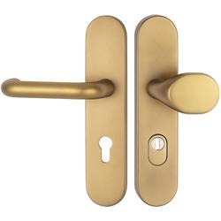 HT-EN2-Schutzwechselgarnitur 1901 BASIC 01, mit Langschild 2091 KSH, Knopf 3128 gekröpft, PZW 92mm, TS 64-77mm, ZA für Zylinderüberstand 9-14mm, Oberfl. F4 (bronzefarben eloxiert) Nr. 29477