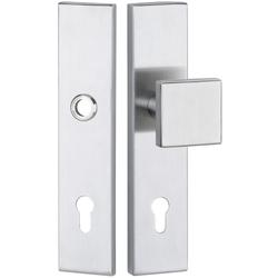 HT-EN2-Schutzwechselgarnitur ohne Lochteil, mit Langschild 2094 SH, Knopf 3132 gekröpft, PZW 92mm, TS 64-83mm, mit Anbohrschutz, Außenschildstärke 12mm, Oberfl. 60 (Edelstahl matt) Nr. 31999