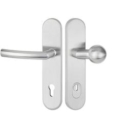 HT-EN3-Schutzwechselgarnitur 1807 BASIC 07, mit Langschild 2089 KSH, Knopf 3126 gekröpft, PZW 92mm, TS 64-83mm, ZA für Zylinderüberstand 8-15mm, Oberfl. 60 (Edelstahl matt) Nr. 38852