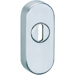 Schieberosette 2076 KS oval, PZ, Höhe 15mm, mit Zylinderabdeckung, für Zylinderüberstand 7-10mm, Oberfl. 60 (Edelstahl matt) Nr. 22197