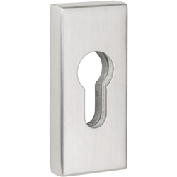 Schieberosette 2076 S kantig, PZ, Höhe 10mm, ohne Schrauben, Metall-Unterkonstruktion, Oberfl. 60 (Edelstahl matt) Nr. 22994