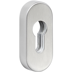 Schieberosette 2076 S oval, PZ, Höhe 12mm, ohne Schrauben, Metall-Unterkonstruktion, Oberfl. 60 (Edelstahl matt) Nr. 18192