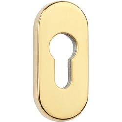 Schieberosette 2076 S oval, PZ, Höhe 9mm, ohne Schrauben, Metall-Unterkonstruktion, Oberfl. 18 (PVD Messingfarben) Nr. 18188