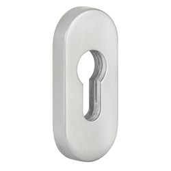 Schieberosette 2076 S oval, PZ, Höhe 9mm, ohne Schrauben, Metall-Unterkonstruktion, Oberfl. 60 (Edelstahl matt) Nr. 18186