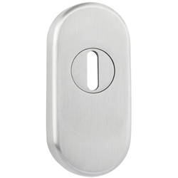 Schieberosette 2079 KS oval, PZ, Höhe 15mm, mit Zylinderabdeckung, für Zylinderüberstand 7-10mm, Oberfl. 60 (Edelstahl matt) Nr. 9571