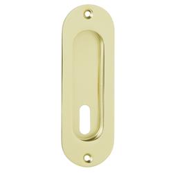 Schiebetürmuschel 3657 BB, 120x40mm abgerundet, mit 2 Anschraublöcher, 2 Holzschrauben 3x13mm, Oberfl. 18 (PVD Messingfarben) Nr. 41335