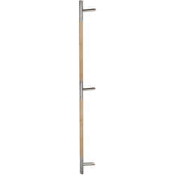 Stoßgriff Serie 8010 Holz Ø 30mm, L 1600mm, BA 1300mm, 3 schräge Stützen, inkl. einseit. Befestigung, Holzeinsatz 2x450mm Länge, Oberfl. 60/EI (Edelstahl matt/Eiche natur) Nr. 24630