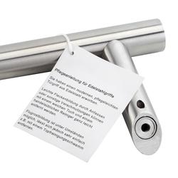Stoßgriff Serie 8010 Holz Ø 30mm, L 900mm, BA 600mm, 2 schräge Stützen, inkl. einseit. Befestigung, Holzeinsatz 400mm Länge, Oberfl. 60/EID (Edelstahl matt/Eiche dunkel geb.) Nr. 24625
