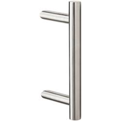 Stoßgriff Serie 8010 Ø 30mm, L 1600mm, BA 1400mm, 2 schräge Stützen, inkl. einseit. Befestigung, Oberfl. 60 (Edelstahl matt) Nr. 14171