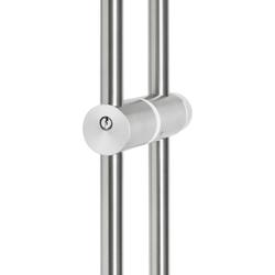 Stoßgriffpaar 8001 PZ abschließbar, Ø 25mm, für 7-12mm Glas, L 1400mm, 2 Bef.punkte, Innen Knauf, Außen Halbzylinder, Oberfl. 60 (Edelstahl matt) Nr. 42486