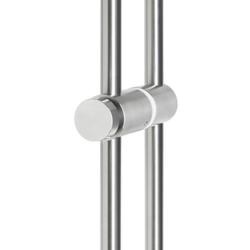 Stoßgriffpaar 8001 PZ abschließbar, Ø 25mm, für 7-12mm Glas, L 1400mm, 2 Bef.punkte, Innen Knauf, Außen Halbzylinder, Oberfl. 60 (Edelstahl matt) Nr. 42486